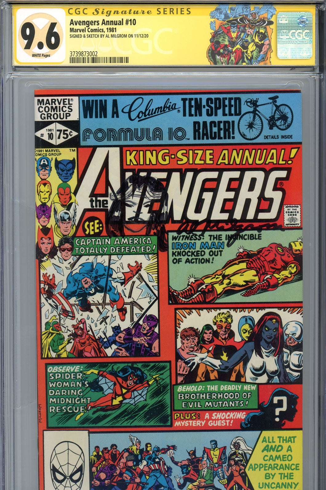 Avengers Annual #10 CGC 9.6 SS Signed Remarked Milgrom