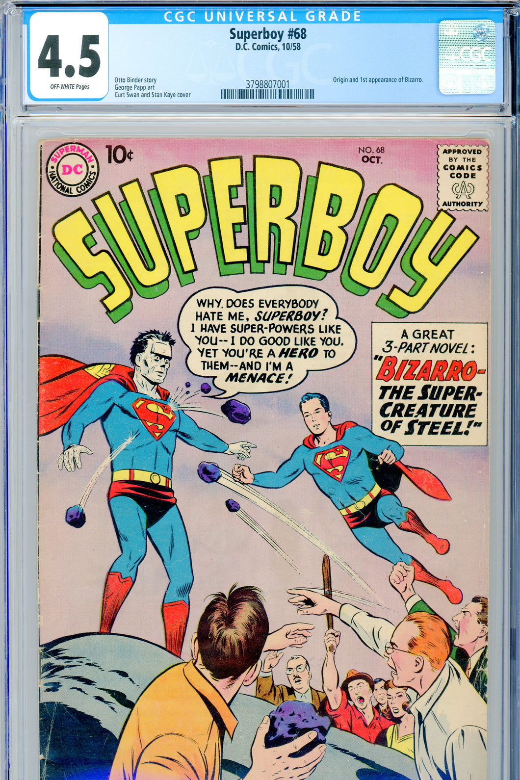 Superboy #68 CGC 4.5 1st Bizarro