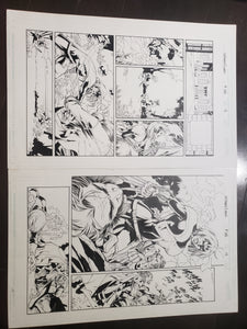 UNCANNY X-MEN #389 - 2 PAGES WOLVERINE VS ROGUE - Salvador Larroca / Art Thibert
