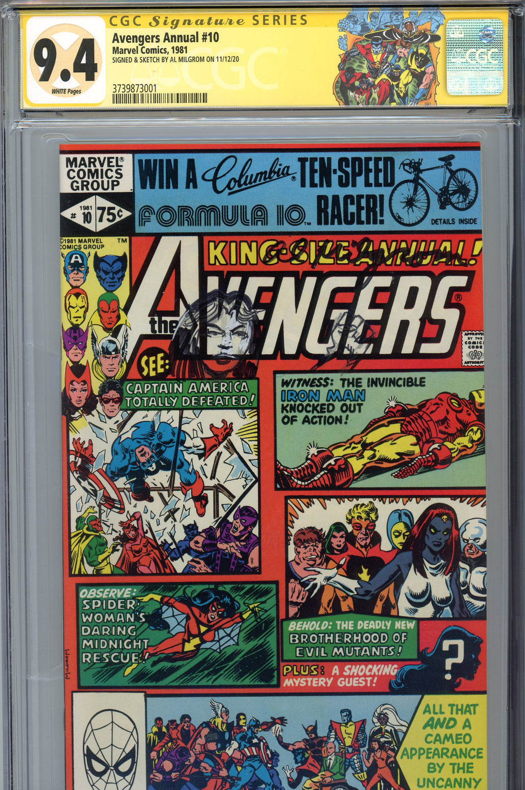 Avengers Annual #10 CGC 9.4 SS Signed Remarked Milgrom