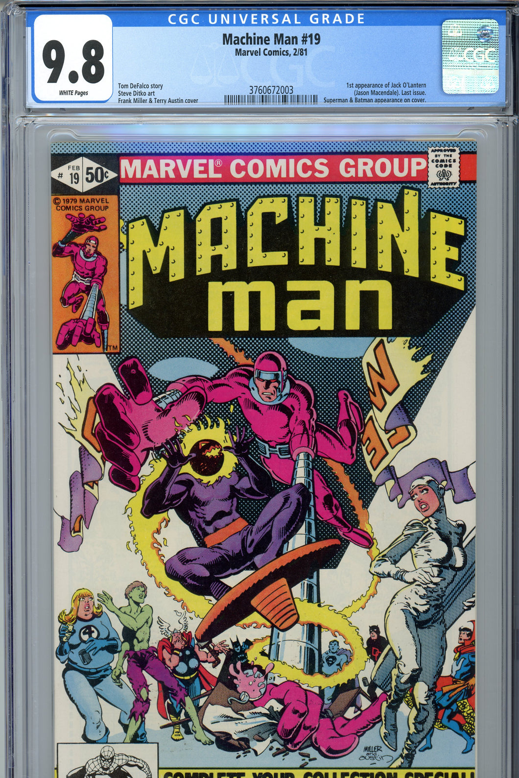 Machine Man #19 CGC 9.8 1st Jack O'Lantern