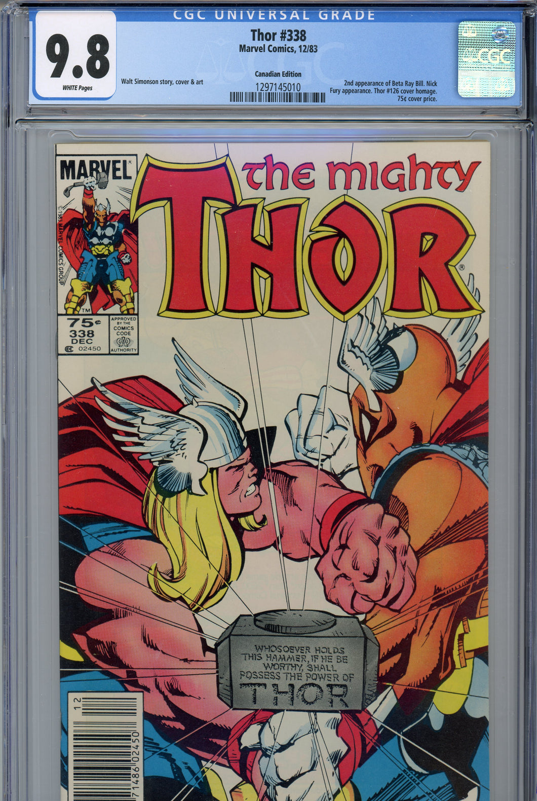Thor #338 CGC 9.8 Canadian Price Variant