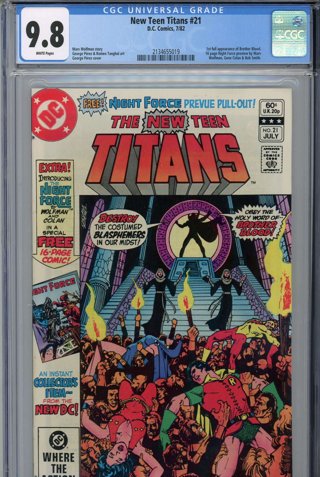 New Teen Titans #21 CGC 9.8 1st Appearance of Brother Blood