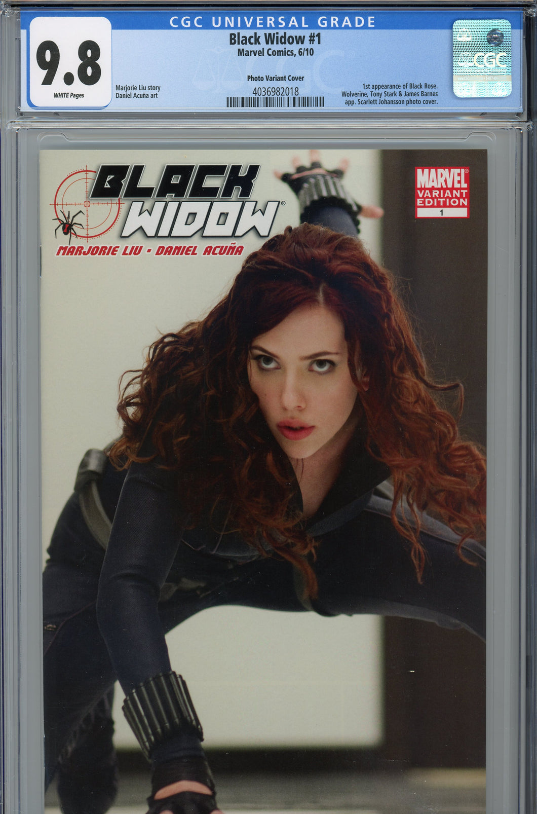 2010 Black Widow #1 CGC 9.8 Photo Variant Cover