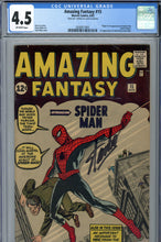 Load image into Gallery viewer, Amazing Fantasy #15 CGC 4.5 Signed Stan Lee
