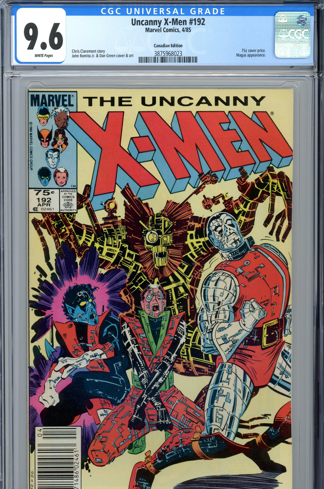 Uncanny X-Men #192 CGC 9.6 Canadian CPV