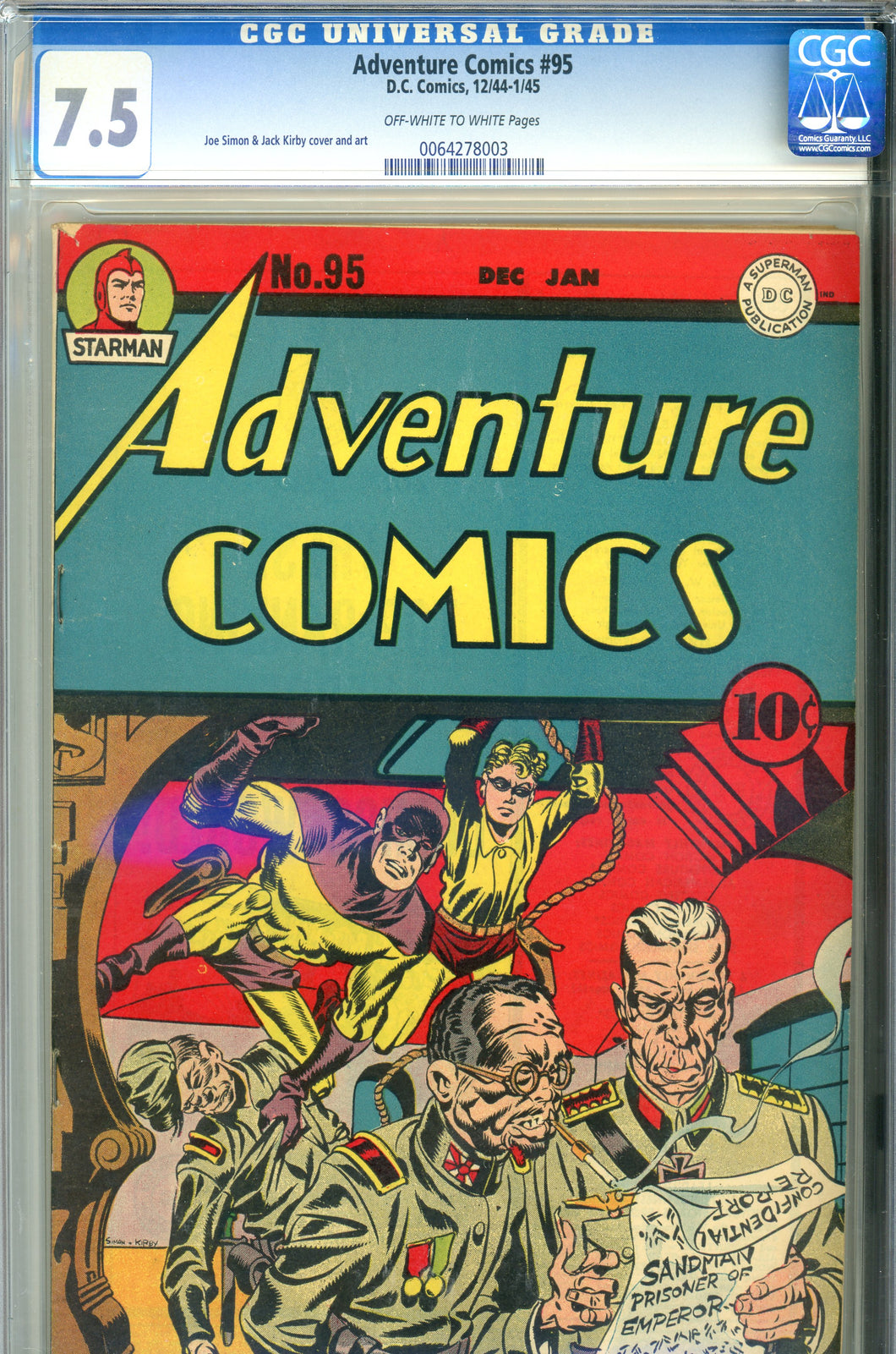 Adventure Comics #95 WWII Cover CGC 7.5