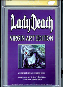 Lady Death:  Killers! #1 - J Scott Campbell Signed - LIMITED TO 25 Violet Virgin CGC 9.6