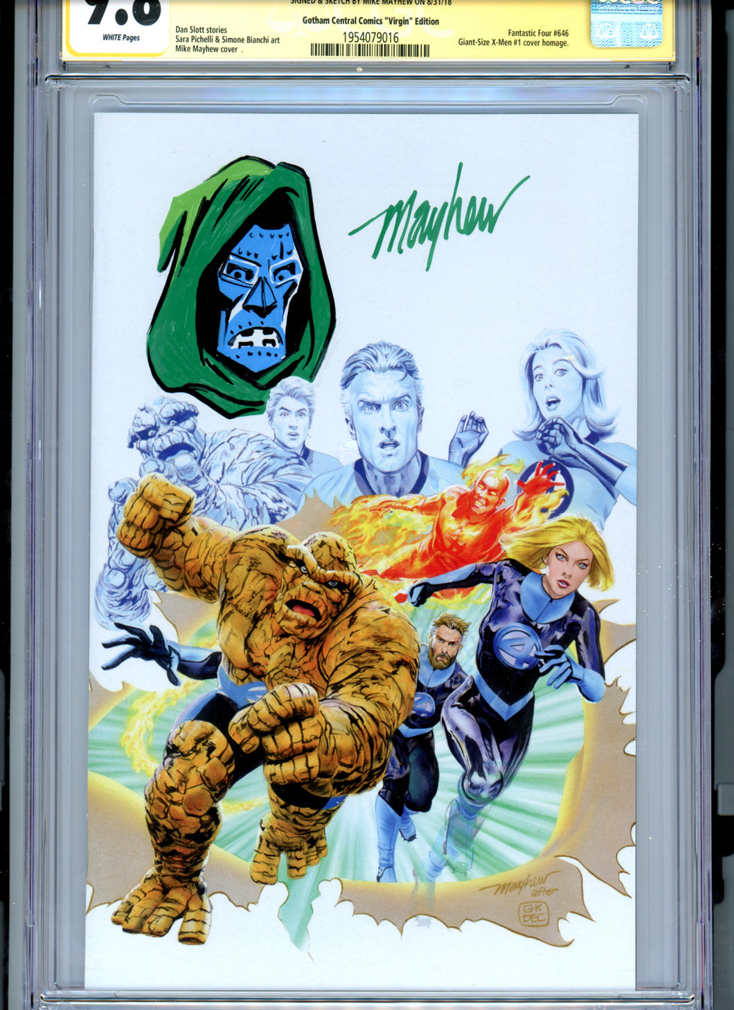 Fantastic Four #1 - CGC 9.8 - Mayhew Virgin Variant + Sketch Dr Doom!