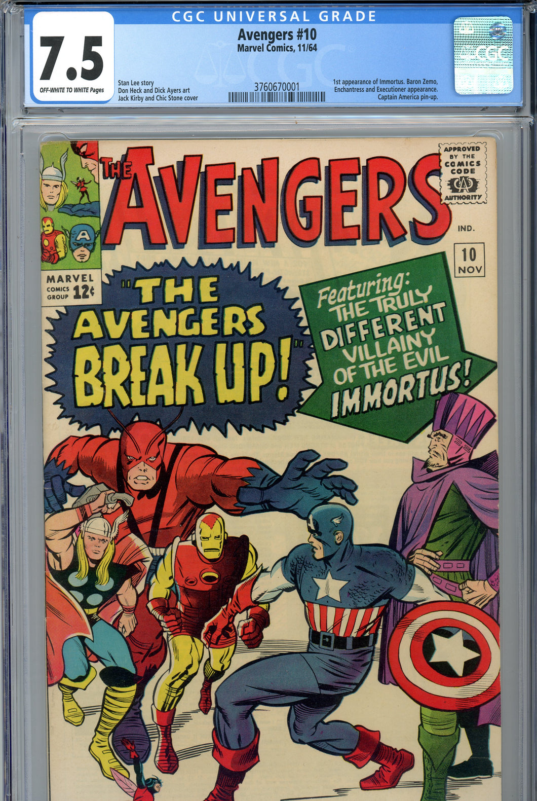 Avengers #10 CGC 7.5 1st Immortus