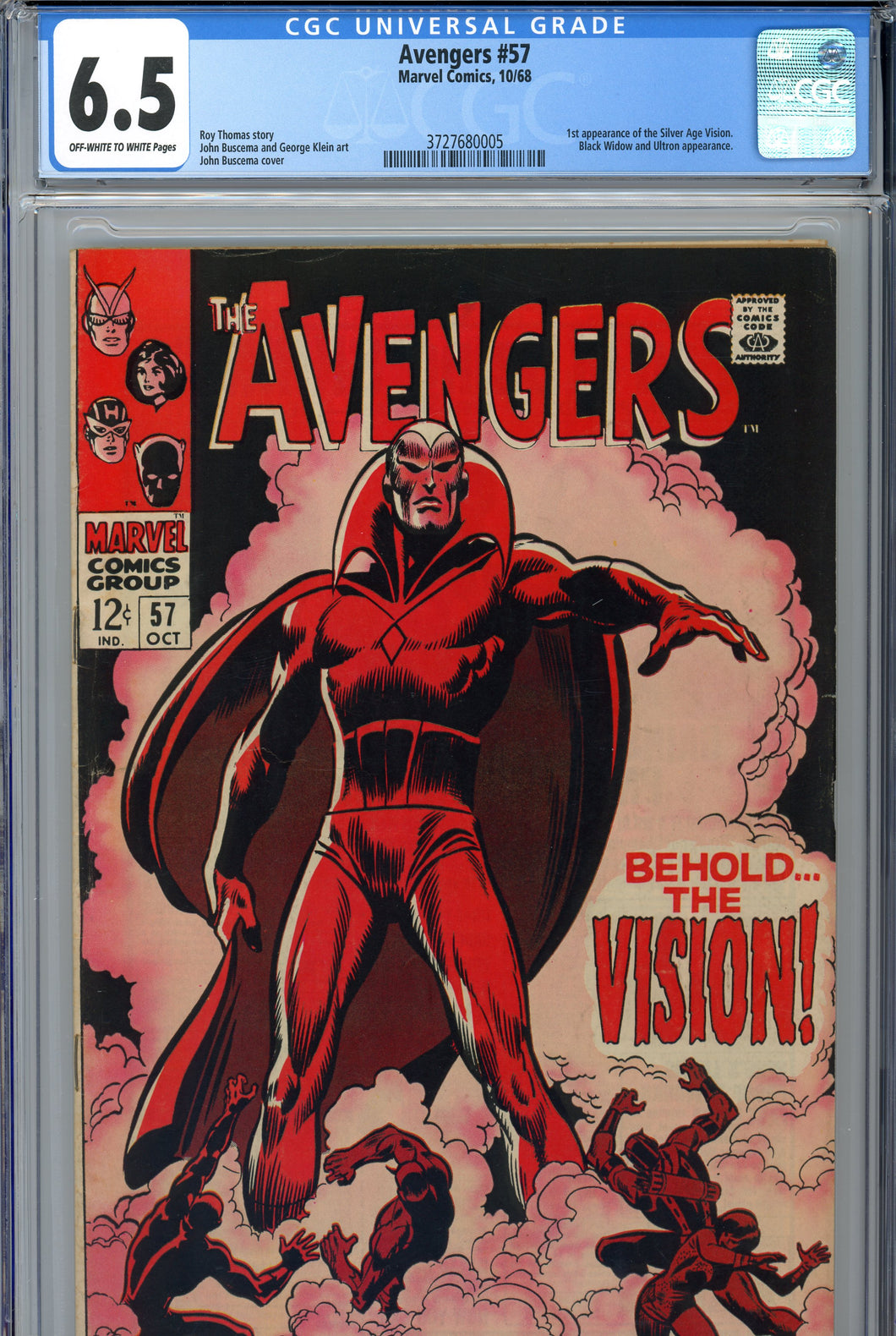 Avengers #57 CGC 6.5 1st Vision