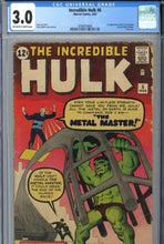 Load image into Gallery viewer, The Incredible Hulk #6 CGC 3.0 1st Metal Master
