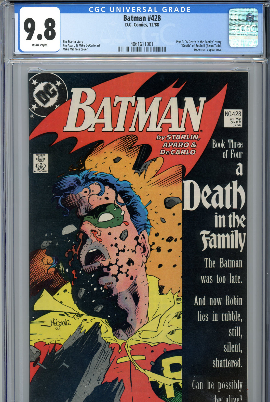Batman 428 CGC 9.8 Death of Robin