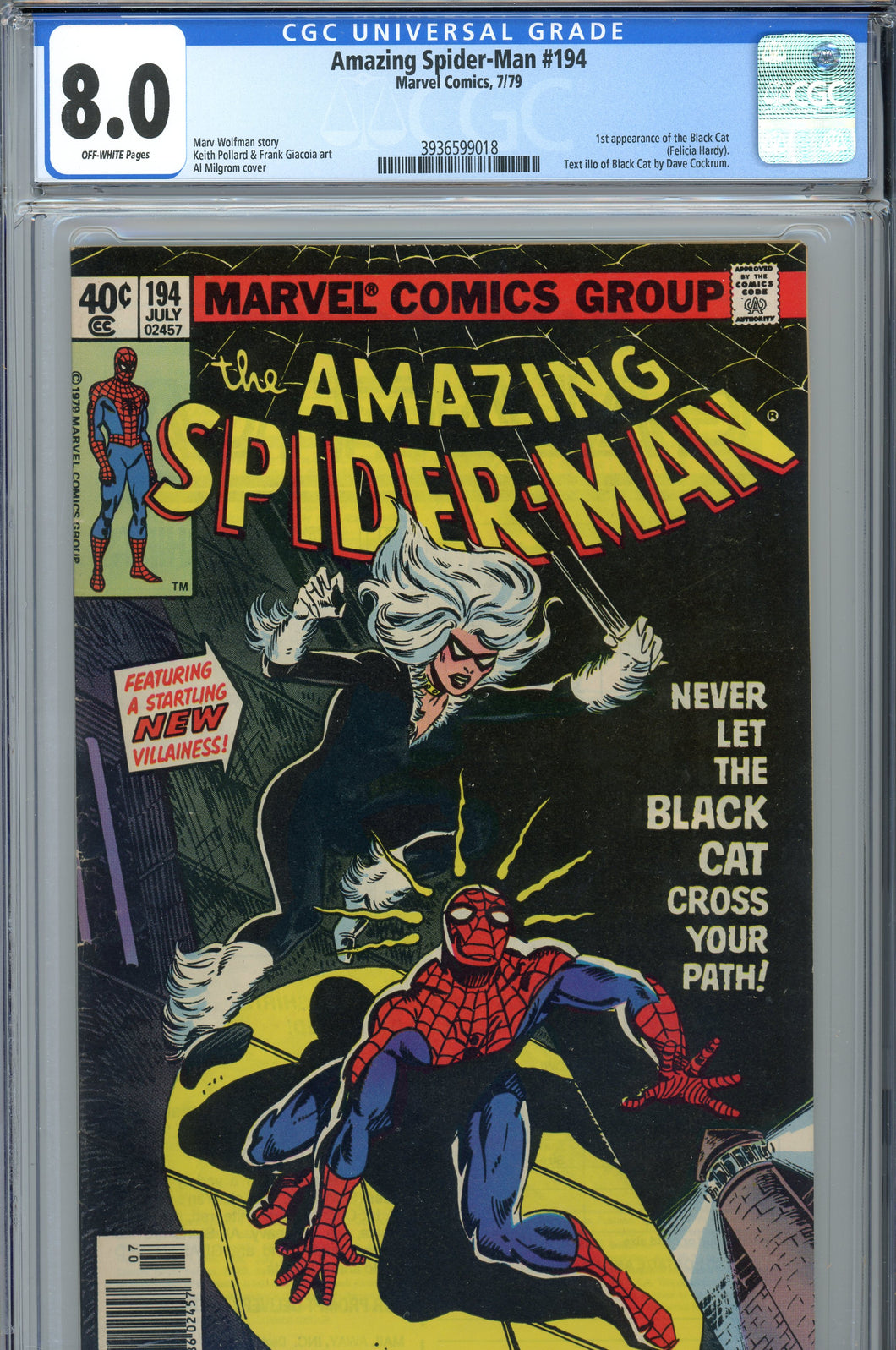 Amazing Spider-Man #194 CGC 8.0 1st Black Cat